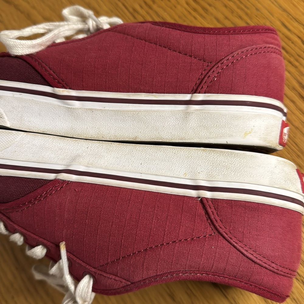 VANS Men's Atwood Sneakers Oxblood Burgundy White Rip Stop Fabric Skate Size 7.5 - Picture 4 of 13